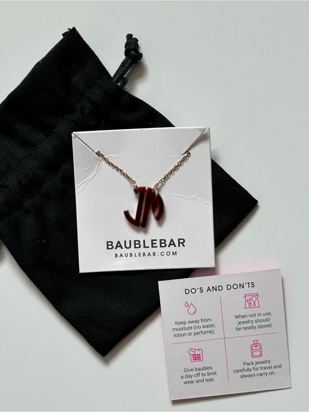 BaubleBar, Mini Monogrammed Acrylic Necklace (JM)